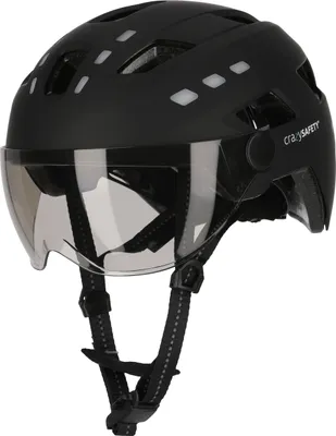 Immagine prodotto di Casco da bicicletta CRAZY SAFETY Willow con luci anteriori e posteriori integrate 1001 Black L (55-61 cm)