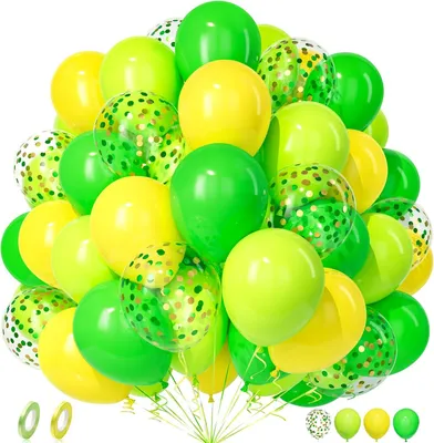 Imagen del producto de Globos de 30,5 cm, 50 unidades, amarillos y verdes, para decoración de cumpleaños