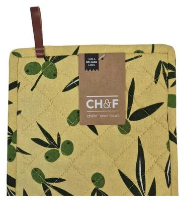 Produktbild von CH&F Topflappen 4er Set 20x20 cm – Baumwolle – Olive It Jojoba
