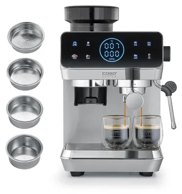 Produktbild von Caso EspressoGourmet & Grind Siebträgermaschine Edelstahl mit Mahlwerk, 20 Bar U