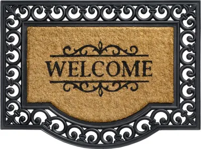 Produktbild von Kokosmatte Welcome Spruch Ornamente als aussen Sauberlaufmatte