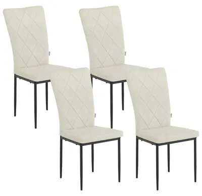 Obrázek produktu pro Židle - Jídelní židle - Sada 4 sametových jídelních židlí - Ergonomické - Kovové nohy - Vysoké opěradlo