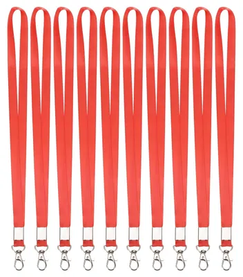 10 Schlüsselbänder Polyester mit Karabiner, 43 cm, rot