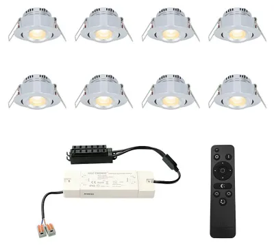Produktbild von hoftronic LED Einbaustrahler 8x 3W 200lm 2700K IP44 Aluminium