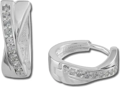 Produktbild von SilberDream Creolen Damen Silber weiß X-Form Zirkonia Ohrringe 15mm SDO380W