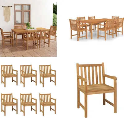 Produktbild von vidaXL 7 tlg. Garten Essgruppe Massivholz Teak - Garten Essgruppe - Outdoor Essgruppe - Essgruppe - Essgruppen