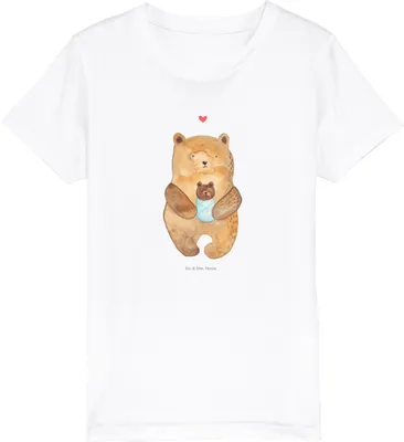 Produktbild von Mr. & Mrs. Panda Kleinkinder T-Shirt Bär Baby 7-8 Jahre (122/128) - Weiß - Geschenk, Enkel, Teenager, Kinder Baumwoll, Shirt, Öko, Geburtstag, Teddy, Nichte, Kindershirt