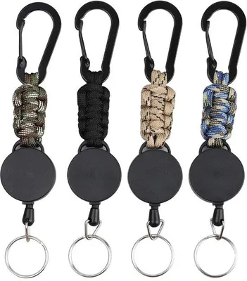 Image de Porte-clés avec câble, lot de 4, 45 cm, acier, avec mousqueton, robuste