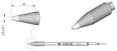 Produktbild von JBC Tools C245406 Lötspitze Meißelform, gerade Spitzen-Größe 0.7 mm Inhalt 1 St.