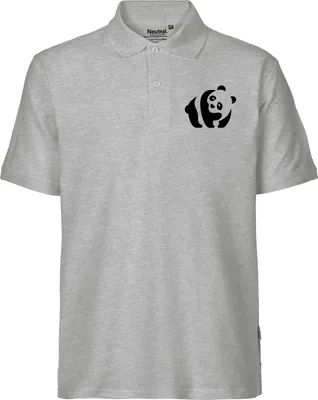 Produktbild von Huuraa Herren Polo Shirt Panda Silhouette L Sport Grey Bio Baumwolle Fairtrade Poloshirt Geschenkidee