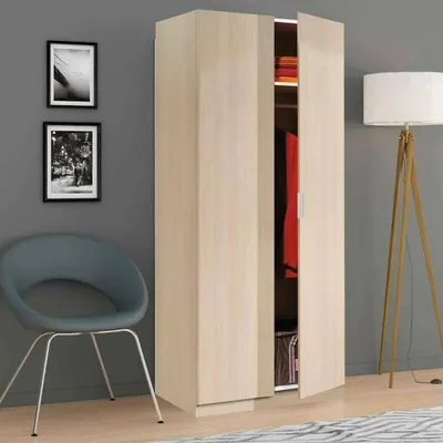 Imagen del producto de Avik - Armario 2 Puertas, 82x180h cm Marrón Roble, Perchero
