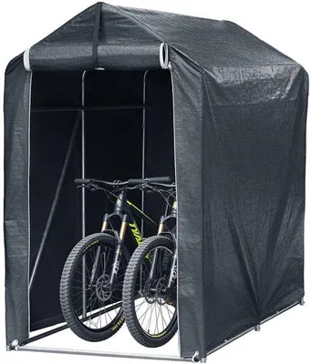 Image de Grand abri de jardin pour motos et vélos, dimensions 218x157x166 cm - Tente de rangement XL pour l'extérieur - Résistant aux intempéries - Gris