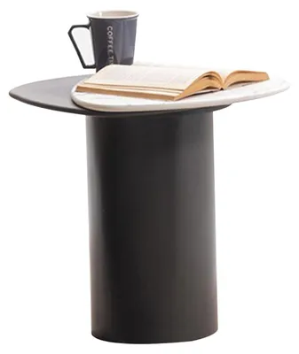 Obrázok produktu pre Čierny odkladací stolík Elegantný zaoblený konferenčný stolík Kovová konštrukcia