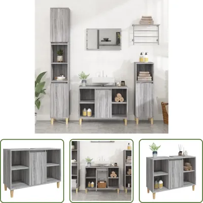 Produktbild von The Living Store Waschbeckenunterschrank Grau Sonoma 80x33x60 cm Holzwerkstoff