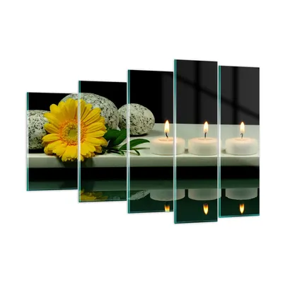 Produktbild von Bilder auf glas - Spa Blume Kerze Stein - 150x100cm - Glasbilder - Wandbilder - Kunstdruck - zum Aufhängen bereit - Wanddekoration aus Glas - Glas Bilder - Wandbild auf Glas - GEG150x100-0415