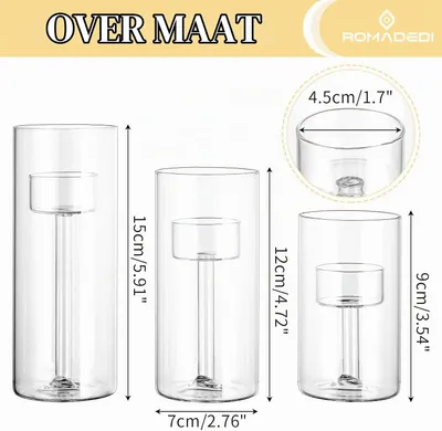 Produktbild von Teelichthalter aus Glas – Set mit 3 Stück – Windlicht – Kerzenhalter – Tischdekoration
