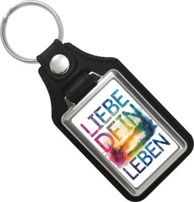 Produktbild von Liebe dein Leben Schlüsselanhänger mit Kunstleder-Anhänger Aquarell Design