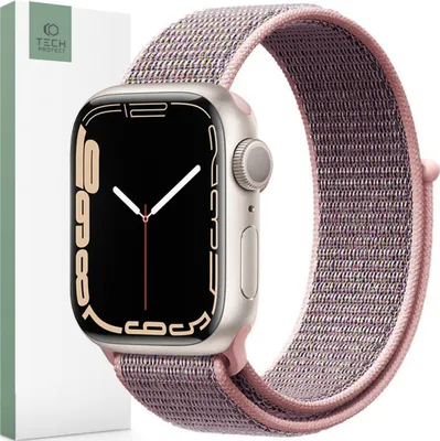 Productafbeelding van Tech-Protect nylon horlogeband voor Apple Watch 4 / 5 / 6 / 7 / 8 / 9 / Se (38 / 40 / 41 mm), kleur: roze zand