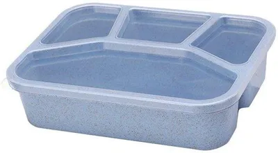 Image de Boîte à lunch quadruple en plastique - bleue