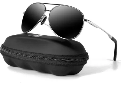 Produktbild von Sonnenbrille Herren Polarisierte Fahrerbrille Vintage Uni UV400 Schwarz Silber