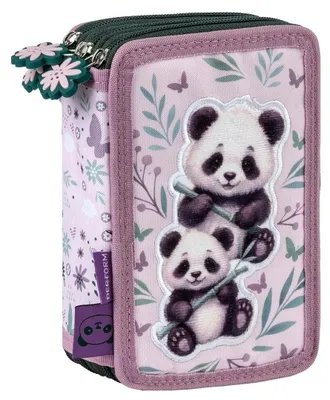 Zdjęcie produktu dla Piórnik trójkomorowy z wyposażeniem Panda 20x13x7 cm DERFORM