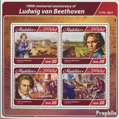 Produktbild von Briefmarken Malediven 2017 Mi 6888-6891 Kleinbogen (kompl. Ausg.) postfrisch Ludwig van Beethoven