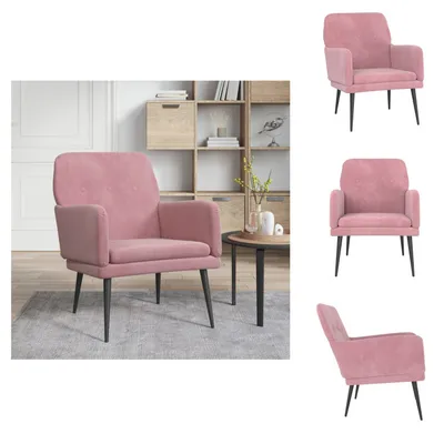 Obrázok produktu pre vidaXL Kreslo ružové 62x79x79 cm zamat - Kreslo