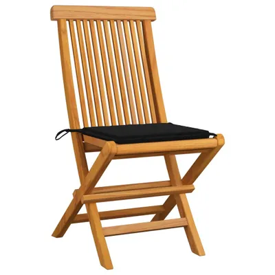 Produktbild von VidaXL 3065597, Terrasse, Gepolsterter Sitz, Teak, Schwarz, Polyester, 470 mm