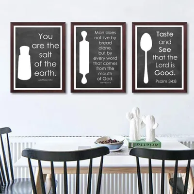 Productafbeelding van Canvas Schilderij Set van 3 met Bijbelvers Citaten voor Wanddecoratie