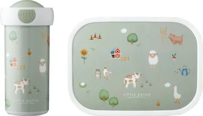 Produktbild von Mepal - Lunch-Set Campus Little Dutch - Lunch-Set für Kinder mit Verschlussbecher & Lunch Box - Lunch-Set für die Schule oder Unterwegs - Spülmaschinenfest & BPA-frei - 300 ml + 750 ml - Little Farm