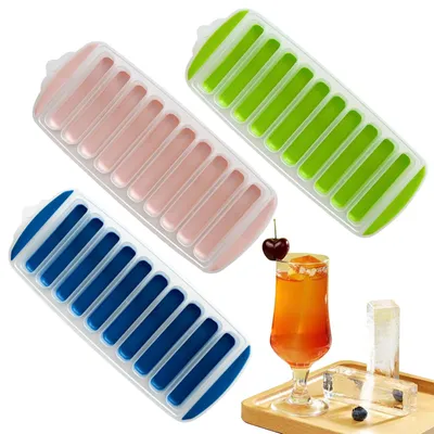 3er-Set Silikon-Eiswürfelformen, 10 Fächer, 30 cm, BPA-frei