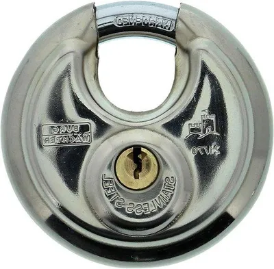 Zdjęcie produktu dla Okrągły zamek ze stali nierdzewnej, chromowany na srebrno, 70 mm