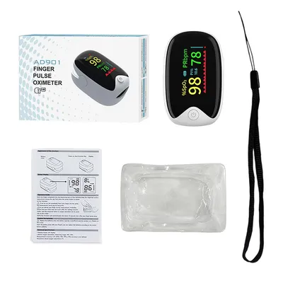 Produktbild von Finger-Pulsoximeter zur schnellen Messung der Sauerstoffsättigung (SpO2), ideal für Erwachsene, einfaches Pulsmessgerät mit OLED-Display