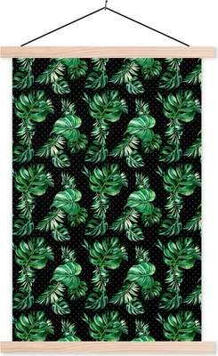 Produktbild von MuchoWow® Textilposter Weinlese - Pflanzen - Monstera 60x90 cm mit holzfarbenen Rahmen - Textil