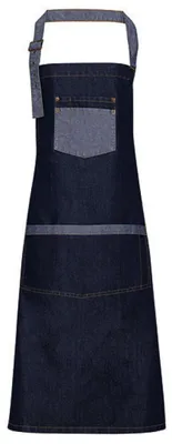 Image de Premier Workwear PR127 | Domain Contrast Denim Bib Apron - 86 cm de long et 72 cm de large - Couleur : Indigo Denim (ca. Pantone 2767) - Taille : One Size