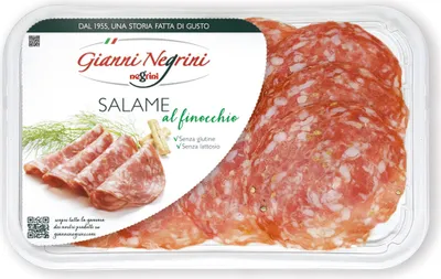 Produktbild von Gealterte Salami mit Dill Salame al finocchio in Scheiben 80g - Gianni Negrini