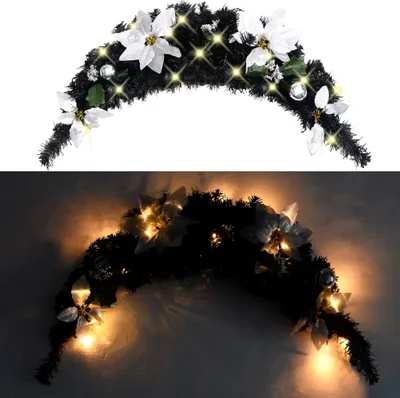 Obrázek produktu pro vidaXL Vánoční oblouk na dveře s LED světly černý 90 cm PVC