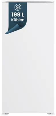 Produktbild von homeX CB1991E Einbaukühlschrank ohne Gefrierfach, 122cm Nische - 199 Liter, Schlepptürtechnik, LED-Beleuchtung, 39 dB