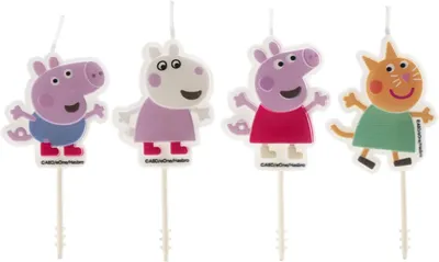 Zdjęcie produktu dla 4 świeczki urodzinowe Peppa Pig, 9 cm, do tortu