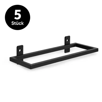 Productafbeelding van TOJ Wijnfleshouder voor aan de muur, set van 5 – Zwarte wijnrekken van metaal – Wandmontage voor 5 flessen – Wijnrek voor aan de muur, geschikt voor keuken, eetkamer en huisbar
