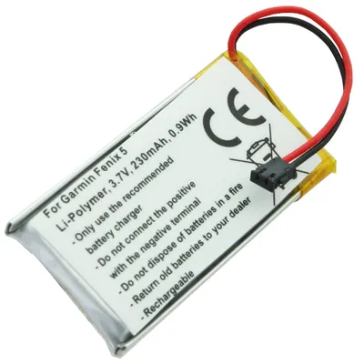 Produktbild von Akku passend für Garmin Fenix 5, Li-Polymer, 3,7V, 230mAh, 0,9Wh, Garmin 361-00097-00, 361-00098-00