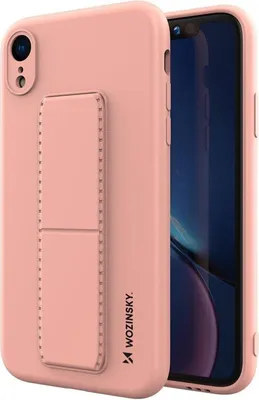 Produktbild von cofi1453® Kickstand Hülle Bumper aufstellbar kompatibel mit Iphone Xr Silikon Hard Case Schale Zubehör Tasche Schutz mit integriertem Magneten Rosa