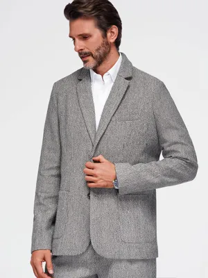 Produktbild von OMBRE Blazer strukturalny klasyczny styl OM-BLZB-0130 coffee melange M