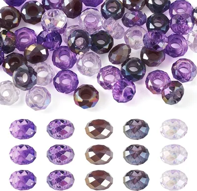 Produktbild von Glasperlen facettiert, lila, 50 Stück, 13-14 mm, für Schmuckherstellung