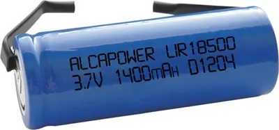 Produktbild von Wiederaufladbarer Li-Ion-Akku 18500, 3,7 V, 1300 mAh mit Lötstiften - Abmessungen 51 x 18 mm (Durchmesser)