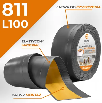 Zdjęcie produktu dla QUEST Listwa przypodłogowa PCV 100x25mm, 10m, samoprzylepna elastyczna, miękka listwa podłogowa, cokołowa, ciemnoszary
