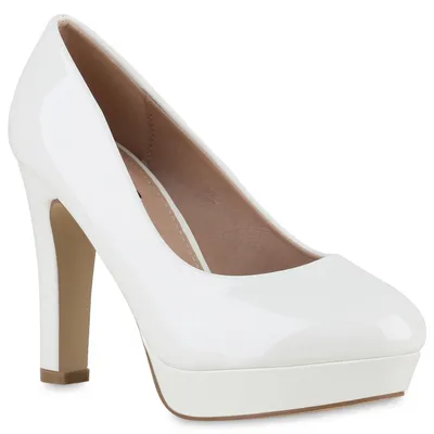 Produktbild von VAN HILL Damen Klassische Pumps Stiletto Plateau Vorne Schuhe 840023, Farbe: Weiß, Größe: 38