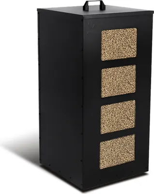 Produktbild von VOUNOT® Metall Pelletbehälter mit Rollen, 55 kg Pelletbox, 36x36x76 cm, Schwarz