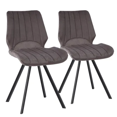 Produktbild von Esszimmerstühle  Küchenstuhl Polsterstuhl Design Stuhl mit Rückenlehne, mit Sitzfläche aus Samt, Gestell aus Metall , Farbe:Dunkelgrau;Menge:2 St.