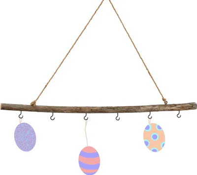 Produktbild von DIY Deko-Holzstange 80 cm mit 6 Metallhaken Altholz Dekostange Fensterdeko